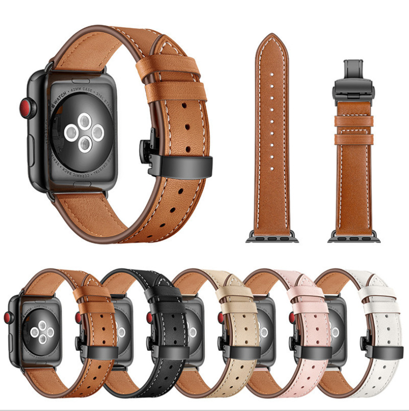 Leather watch strap