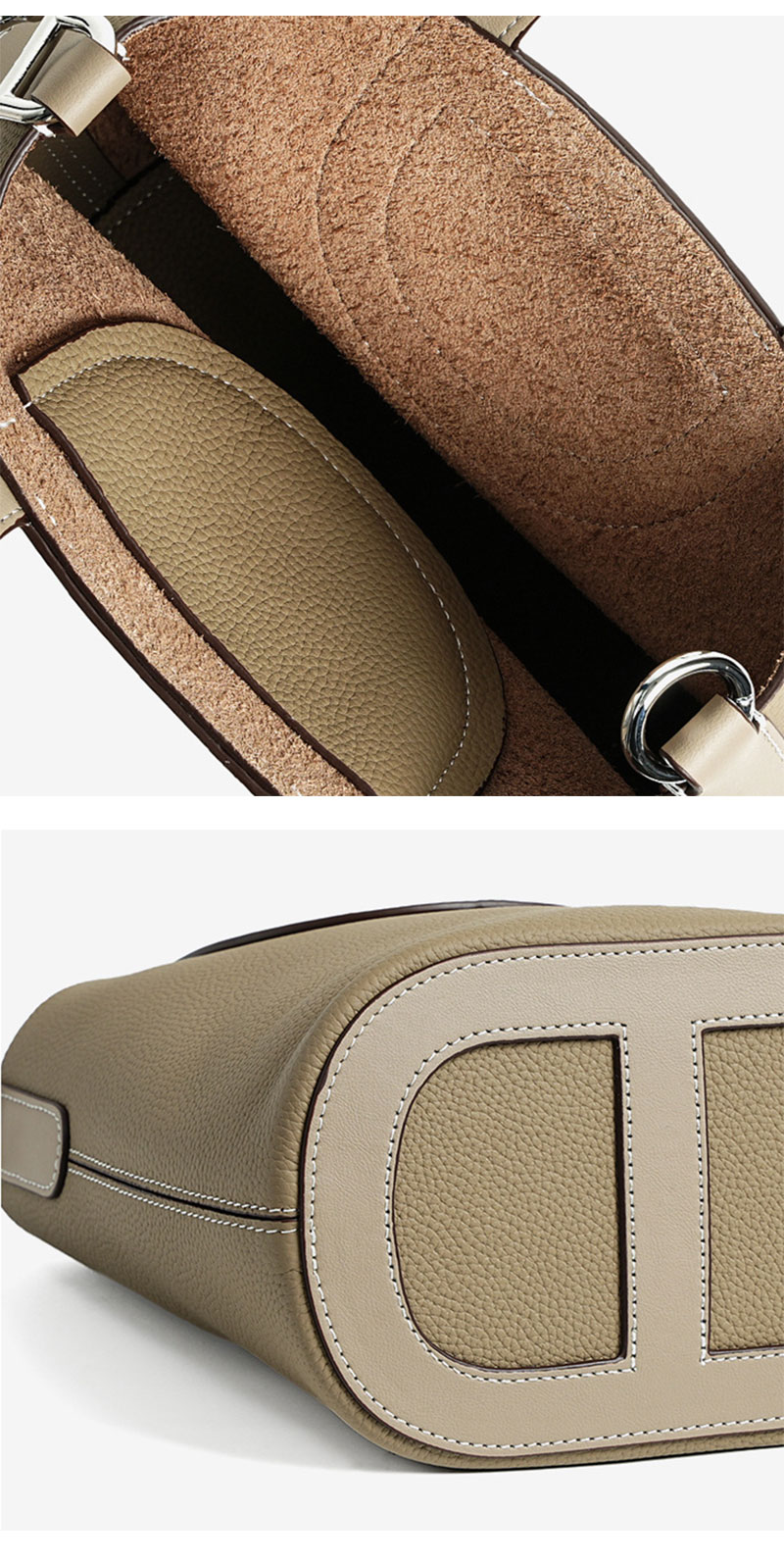 Stylish Cowhide Leather Bucket Bag with Crossbody Strap