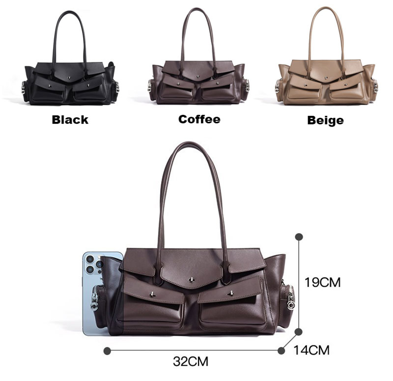 Elegant Vintage Brown Leather Bowling Shoulder Bag for Women