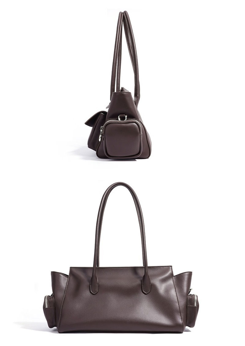 Elegant Vintage Brown Leather Bowling Shoulder Bag for Women