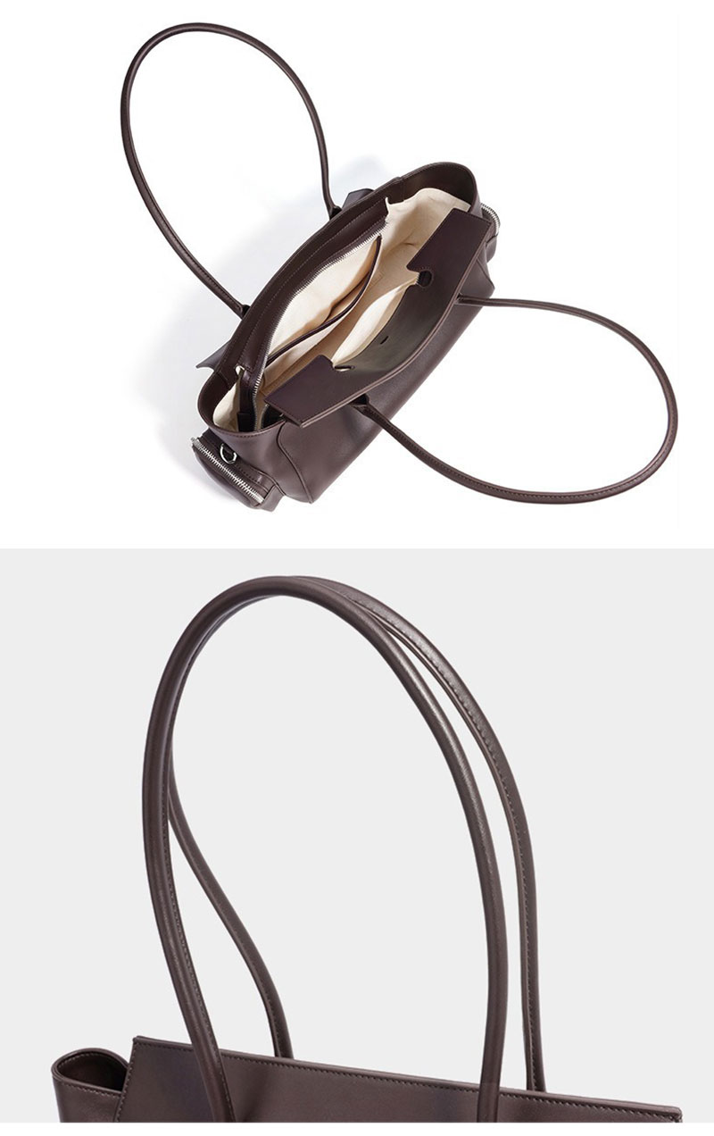 Elegant Vintage Brown Leather Bowling Shoulder Bag for Women