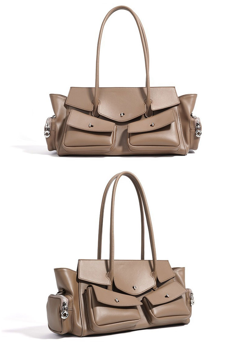 Elegant Vintage Brown Leather Bowling Shoulder Bag for Women