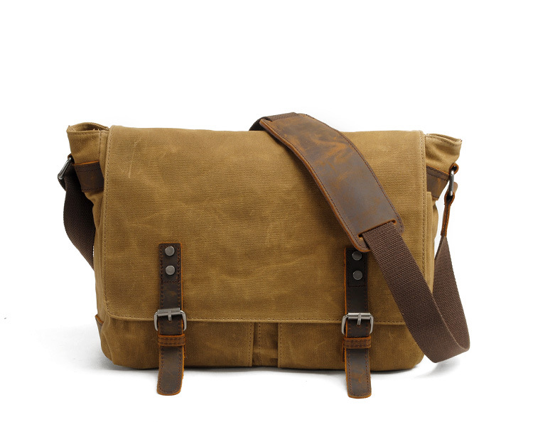 OEM design cheap price waxy waterproof canvas messenger bag camera bag