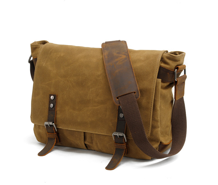 OEM design cheap price waxy waterproof canvas messenger bag camera bag