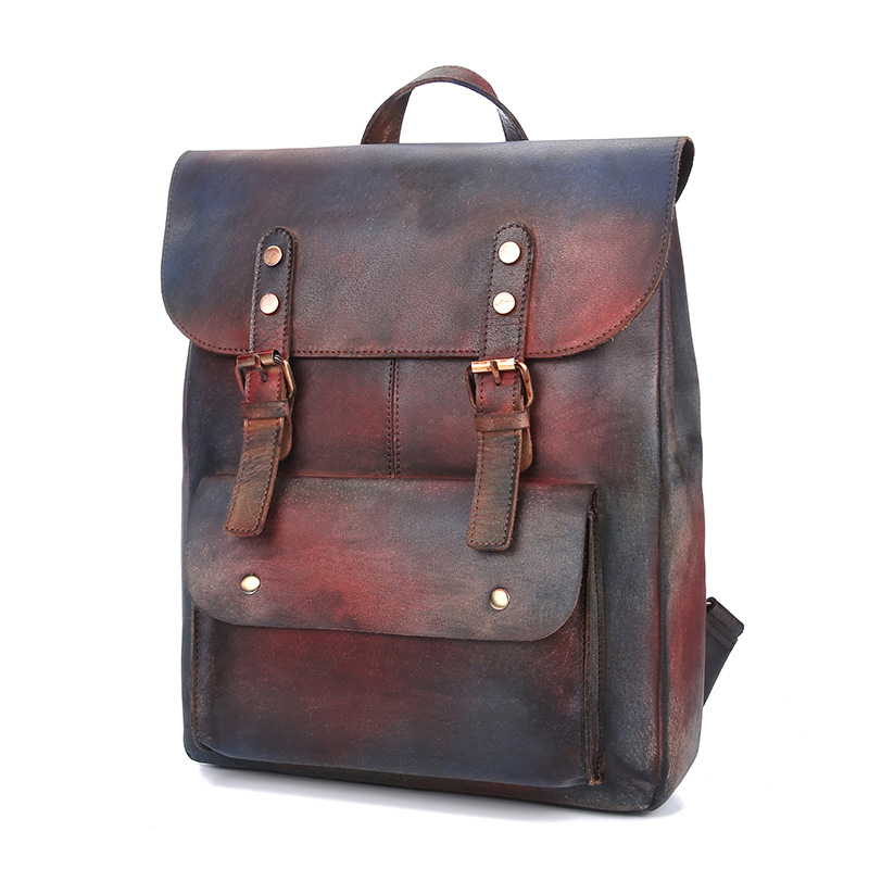 Factory wholesale price new design good quality vintage color leather backpack for student