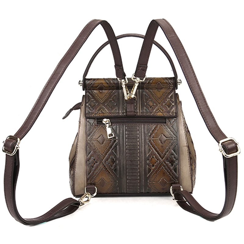 Manufacturer price OEM ODM design good quality brown leather ladies purse women backpack