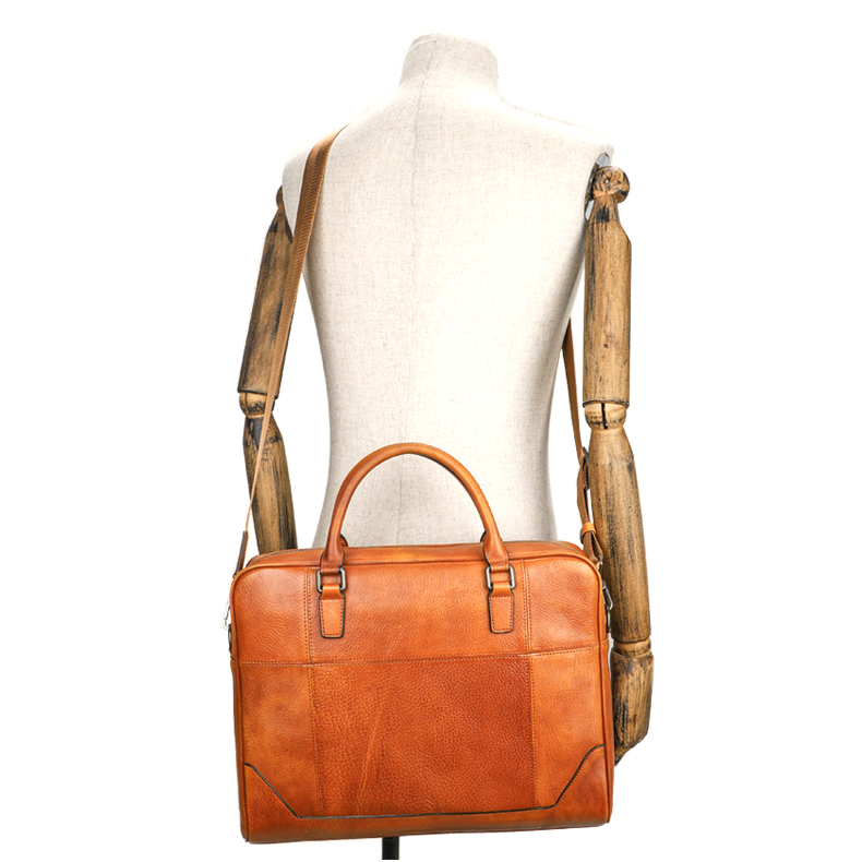 Factory price handbag vintage brown briefcase leather briefcase for men