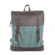 American style vintage thick canvas leather laptop backpack
