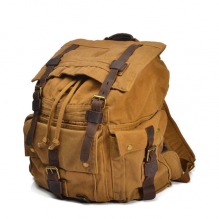 High quality thick canvas khaki large military army waterproof backpack