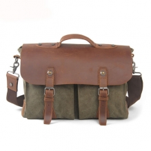 Famous designer high end canvas leather laptop messenger bag for men
