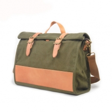 Trendy design canvas leather laptop shoulder messenger bag for men notebook with brand
