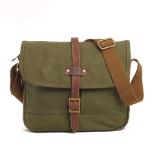 Factory price high quality canvas leather college student bike messenger shoulder long strip bag