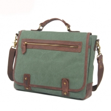 Branded design high end canvas leather mens laptop briefcase