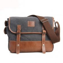 Popular design canvas leather college student single shoulder bag for men