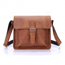 2016 retro style crazy horse leather mens shoulder messenger bag