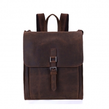 New arrival vintage style men crazy horse leather school backpack bag