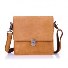 Good quality camel crazy horse leather mens shoulder bag