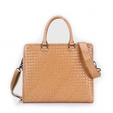 High end handmade weave leather business briefcase bag for men