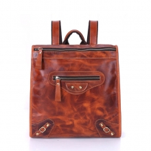 Casual style vintage leather school backpack bag for girls