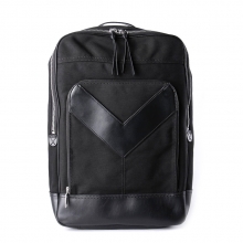 Fashional newest design black canvas with leather backpack for men