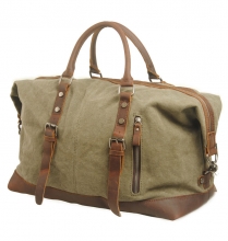 Good quality vintage style large capacity canvas leather travel bag low price