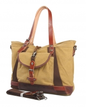 Classical design daily use good quality cotton canvas leather tote bag for women