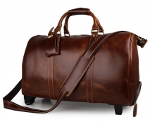 Good quality vintage style real leather trolley duffel bags