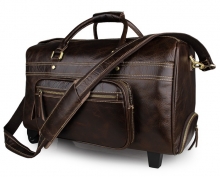 Factory price vintage style real leather travel luggage bag on sale