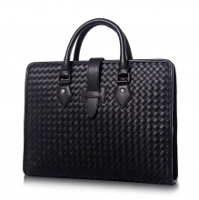 High end good quality woven leather men laptop briefcase bag