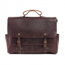 Unique design large capacity reddish brown leather postman bag for men