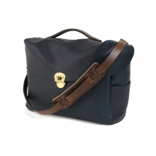 Good quality navy blue leather Nikon camera bag cross body bag