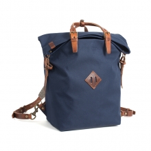 Good quality durable real leather navy blue sport rucksack for boys
