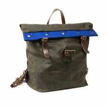 Factory wholesale vintage softback waxy canvas leather trim backpack cycling rucksack