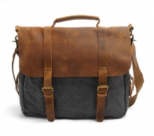 Good quality designer brand vintage leather canvas messenger bag for men