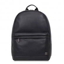 Good quality daily use black genuine leather laptop backpack for school