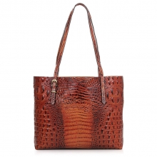 2017 fashion luxury vintage brown croc print leather ladies tote hand bag