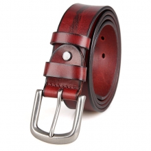 2017 fashionable design casual belt vintage red color real leather waist belt for men