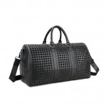 Punk style good quality black PU leather rivets travel bag duffle bag