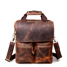 Good quality low price mens crazy horse leather messenger bag briefcase