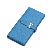 2017 fashion design high end ostrich grain genuine cow leather woman travel wallet