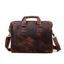 Top sales good quality crazy horse leather mens laptop briefcase