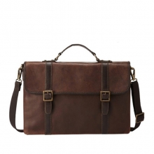 OEM new arrival vintage genuine leather briefcase messenger laptop bag for men