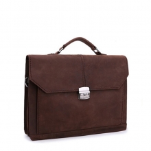 China factory oem dark brown genuine leather business laptop bag briefcase for man