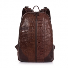 New design trendy aligator texture cow leather school laptop backpack for men