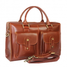Hot selling good quality reddish brown leather business laptop messenger bag