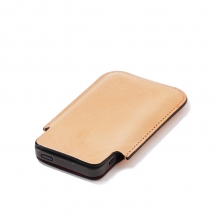 Simple design hand stitch vegetable tanned leather cell phone case for iphone