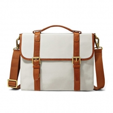 Popular fashion design mens canvas real leather shoulder bag 2016