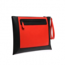 2016 most fashionable black and red real leather designer hand bag clutch bag