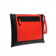 2016 most fashionable black and red real leather designer hand bag clutch bag