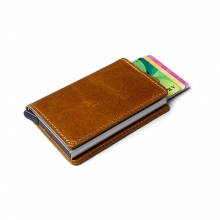 Wholesale price vintage leather slim cards wallet automatic RFID credit cards holder